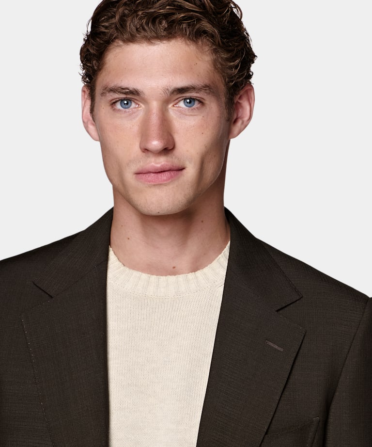 Garnitur Milano tailored fit ciemnobrązowy