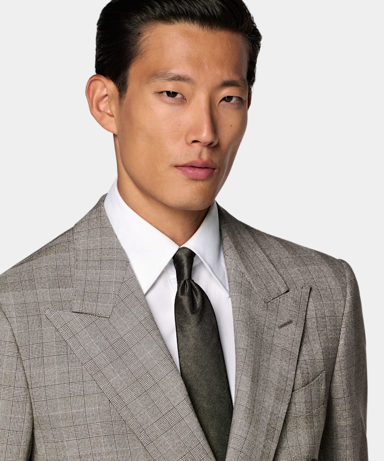 Dark Brown Checked Relaxed Fit Roma Suit
