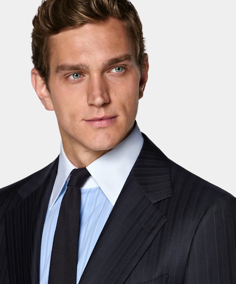 Navy Milano Gestreept Tailored Fit Pak