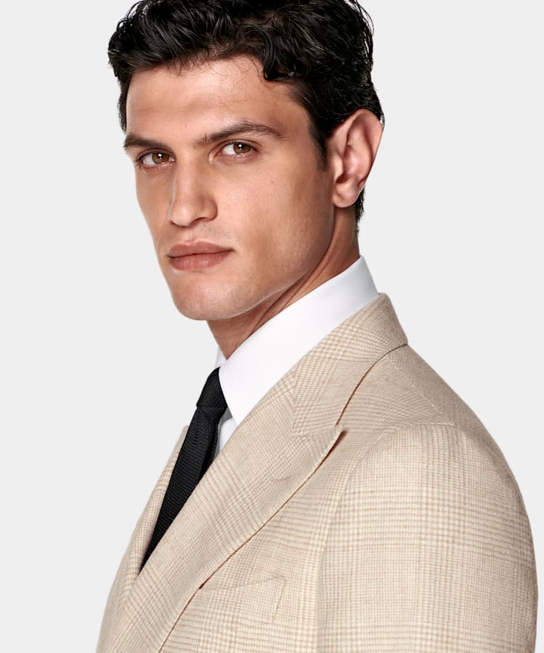 Sand Checked Tailored Fit Havana Suit