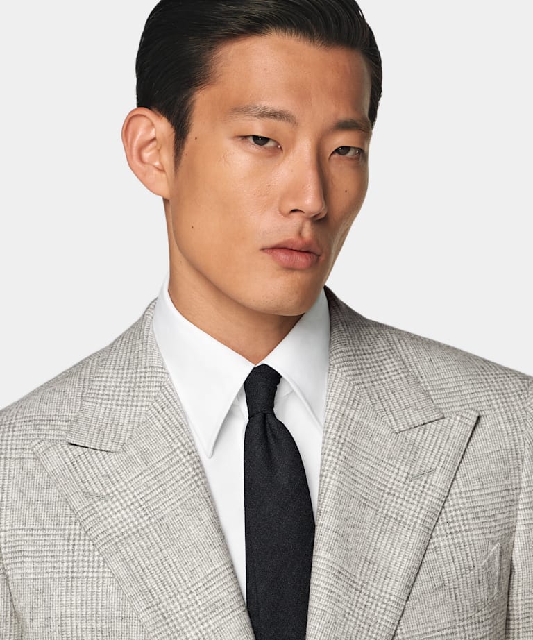 Light Grey Checked Tailored Fit Havana Suit