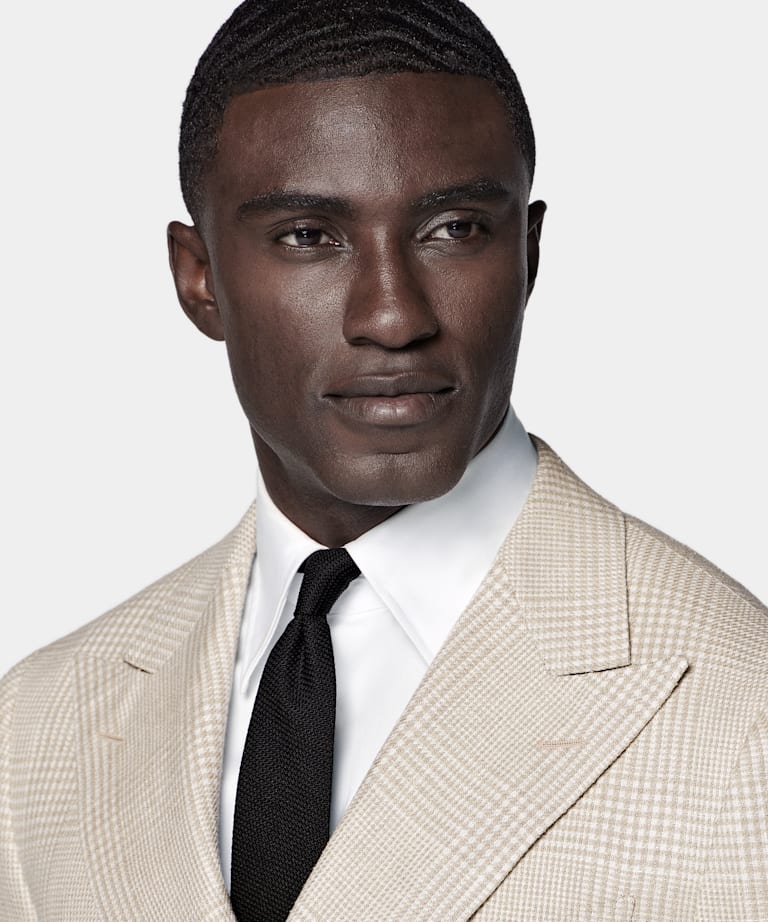 Sand Checked Tailored Fit Havana Suit