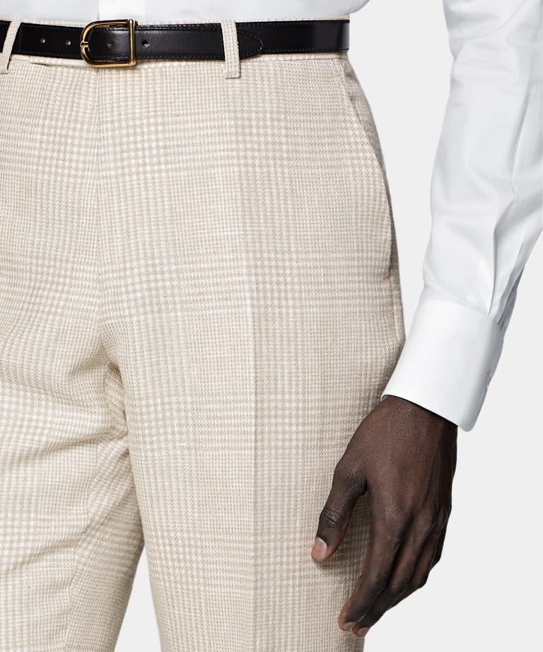 Sand Checked Tailored Fit Havana Suit