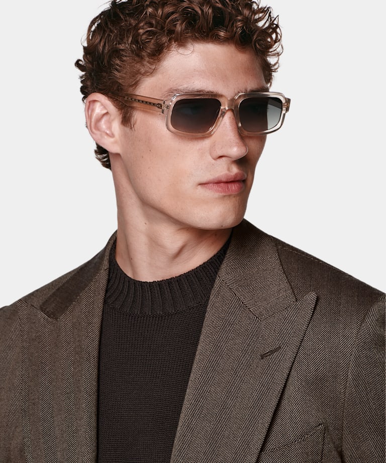 Mid Brown Herringbone Tailored Fit Milano Suit