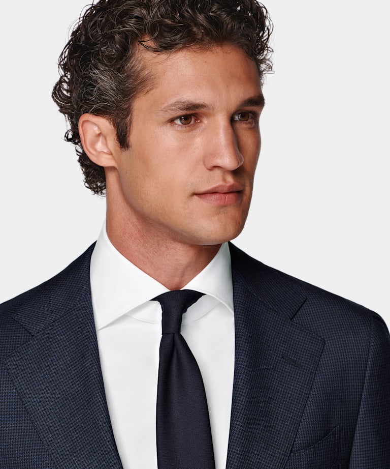Navy Houndstooth Tailored Fit Havana Suit