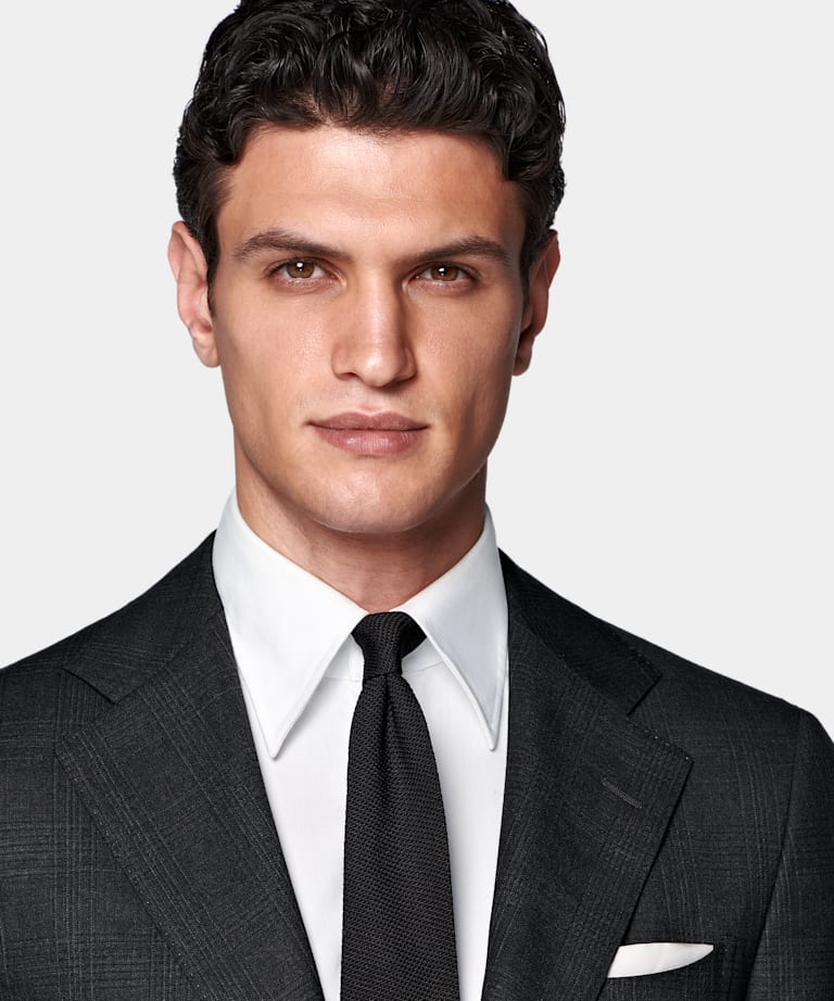Dark Grey Checked Tailored Fit Havana Suit