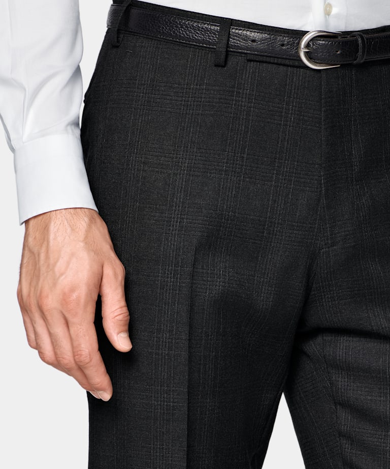 Dark Grey Checked Tailored Fit Havana Suit