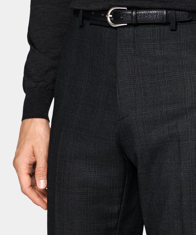 Dark Grey Checked Tailored Fit Havana Suit
