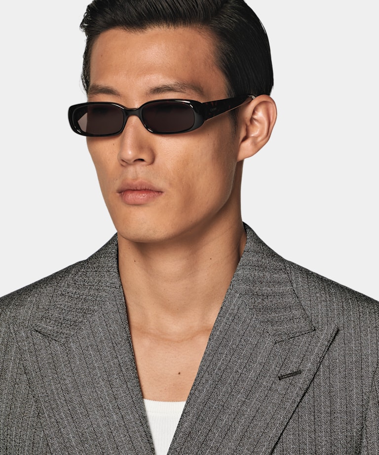 Dark Brown Striped Tailored Fit Milano Suit