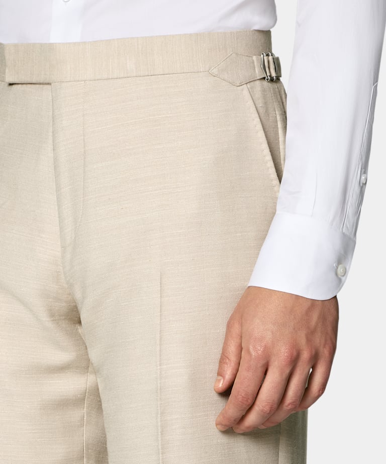 Havana Anzug sand Fischgr&auml;tmuster Tailored Fit