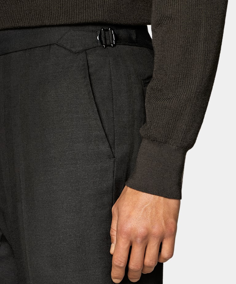 Dark Brown Herringbone Tailored Fit Milano Suit