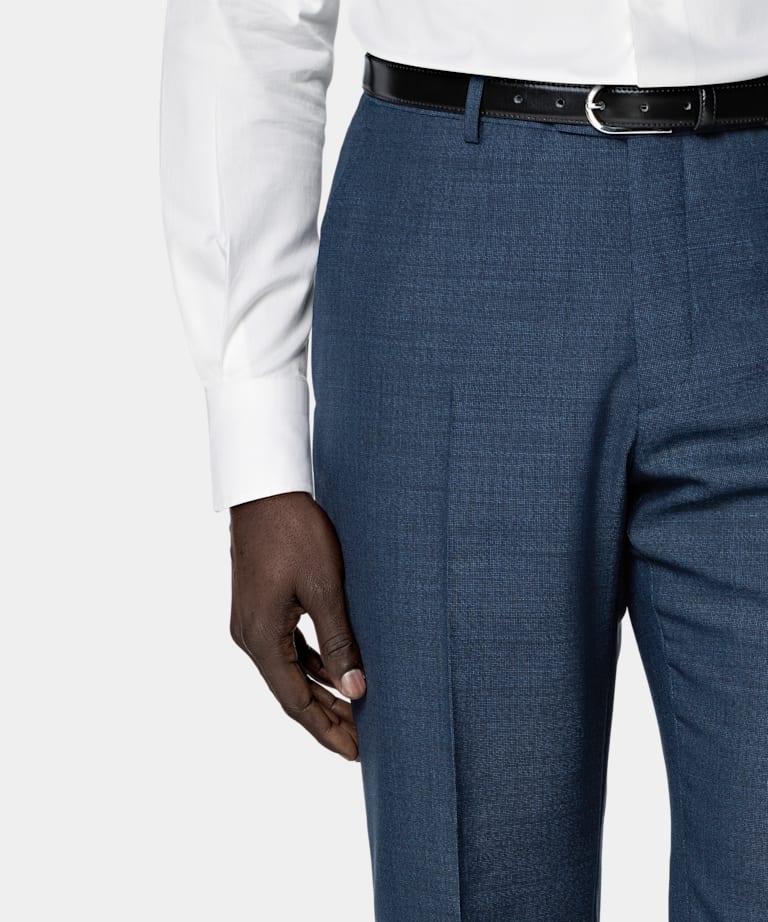 Mid Blue Checked Perennial Tailored Fit Havana Suit