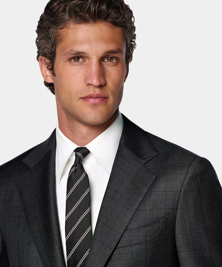 Dark Grey Checked Tailored Fit Havana Suit