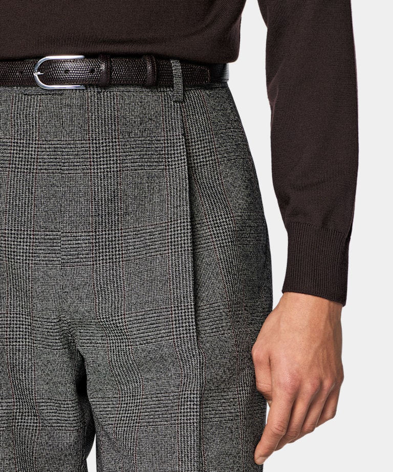 Dark Grey Checked Relaxed Fit Roma Suit