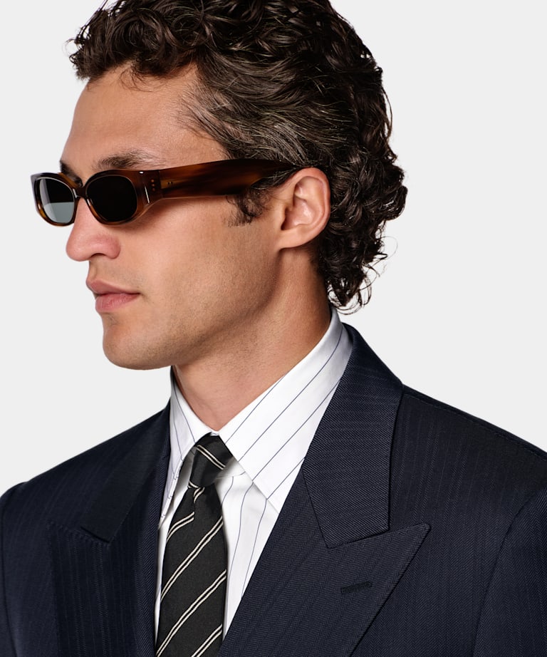 Abito Roma blu navy spina di pesce relaxed fit