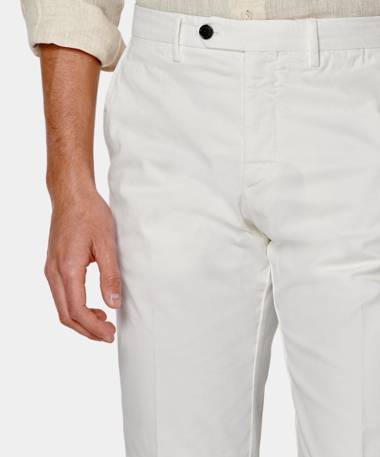 Porto 米白色直筒修身裤型卡其裤