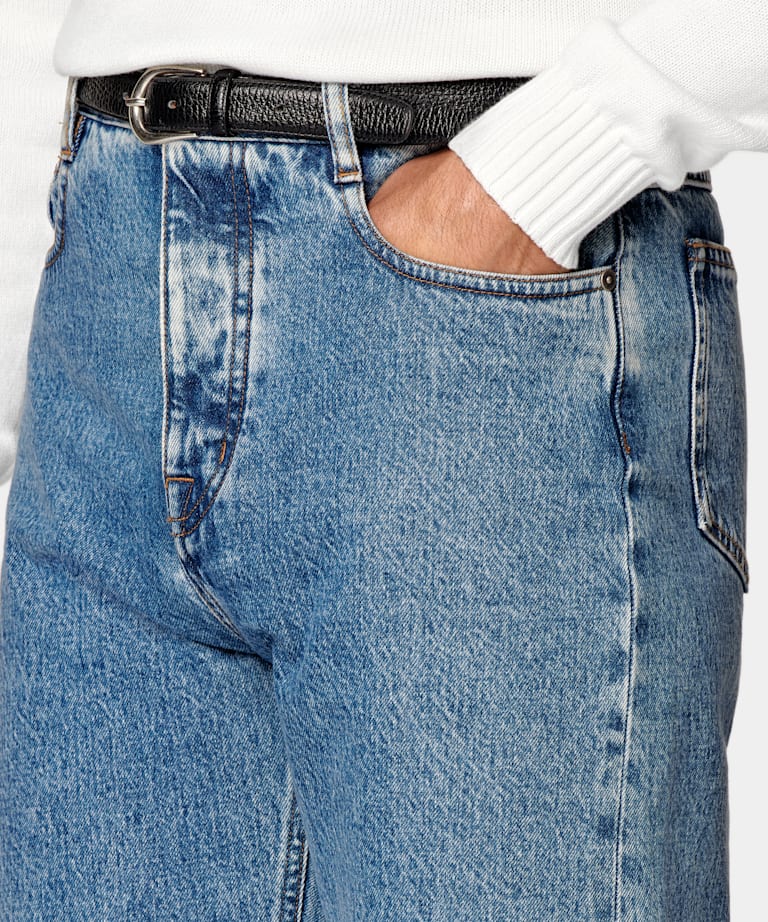 Vaqueros azul intermedio washed Straight Leg