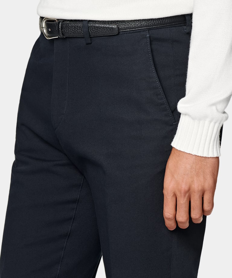 Navy Slim Leg Straight Chinos
