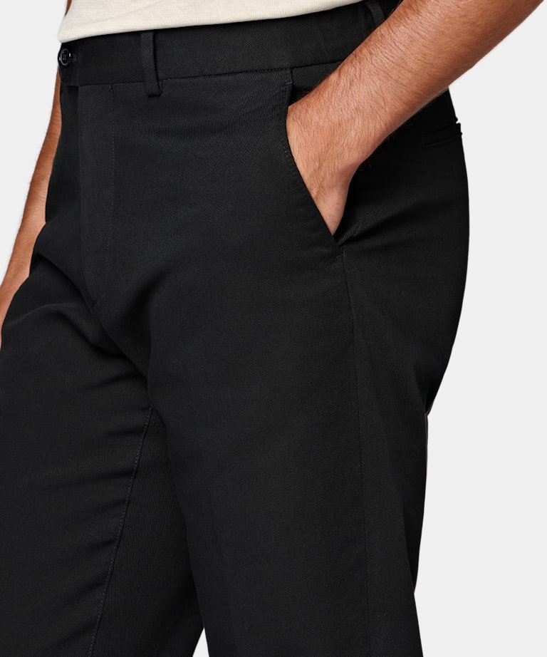 Black Slim Leg Straight Chinos