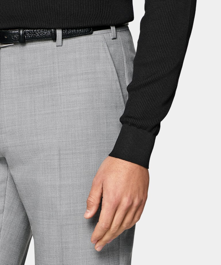 Light Grey Straight Leg Trousers