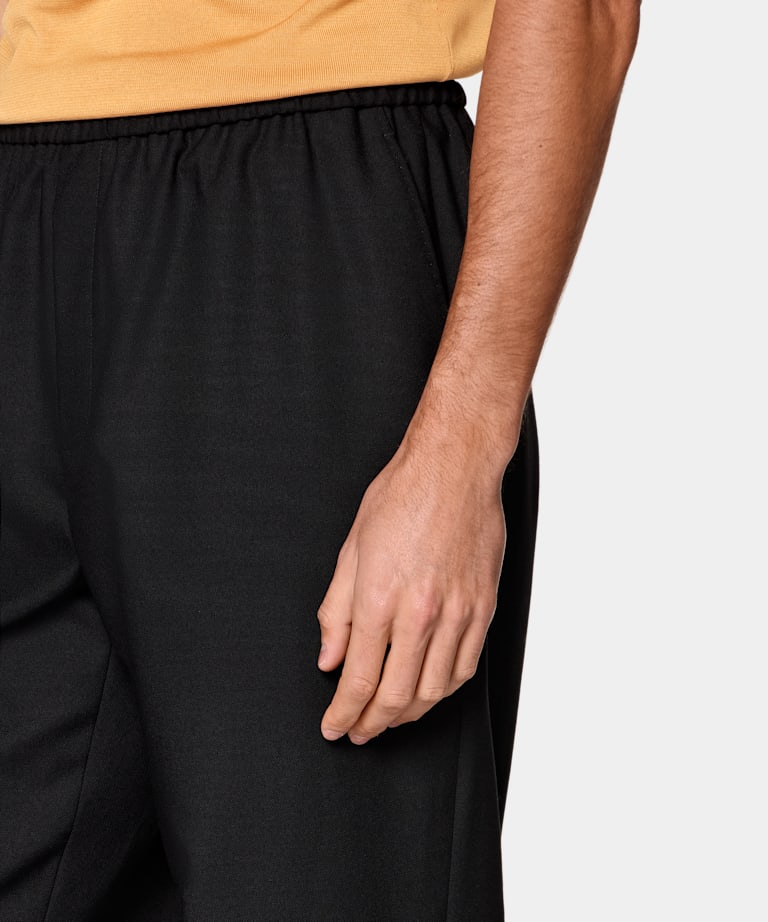 Black Wide Leg Straight Trousers