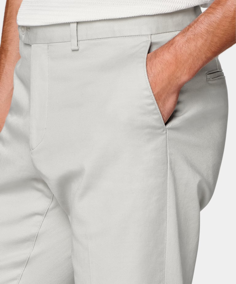Light Grey Slim Leg Straight Chinos