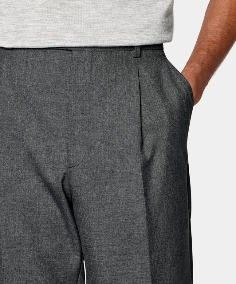 Dark Grey Wide Leg Straight Trousers