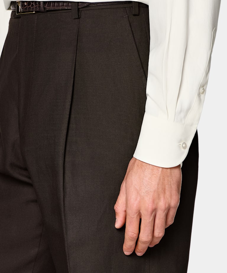 Dark Brown Wide Leg Straight Trousers