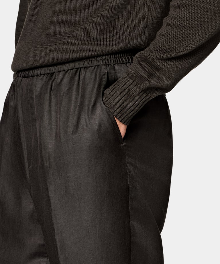 Spodnie wide leg straight ciemnobrązowe