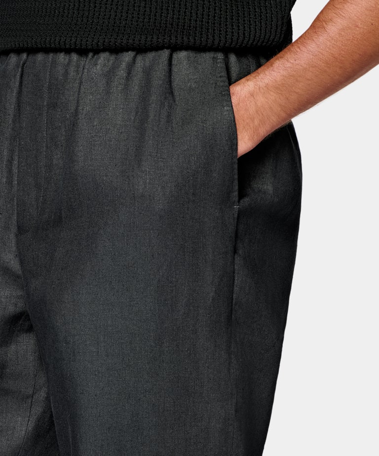 Black Wide Leg Straight Trousers