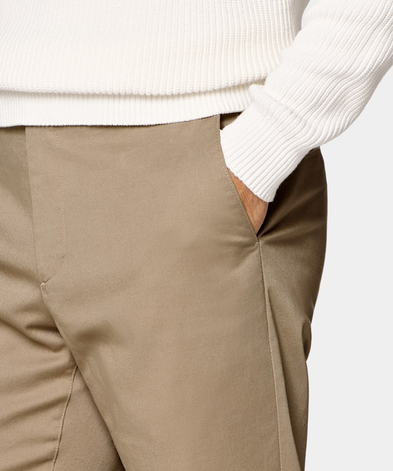 Light Brown Slim Leg Straight Chinos