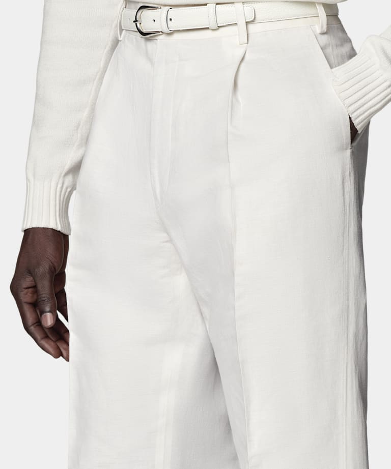 White Pleated Duca Trousers