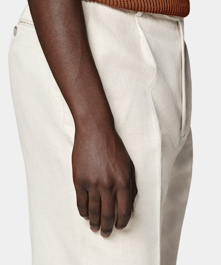 Sand Wide Leg Tapered Trousers