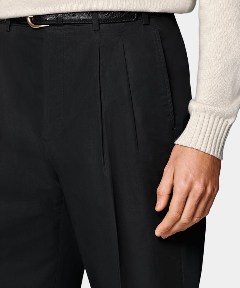 Black Wide Leg Straight Chinos