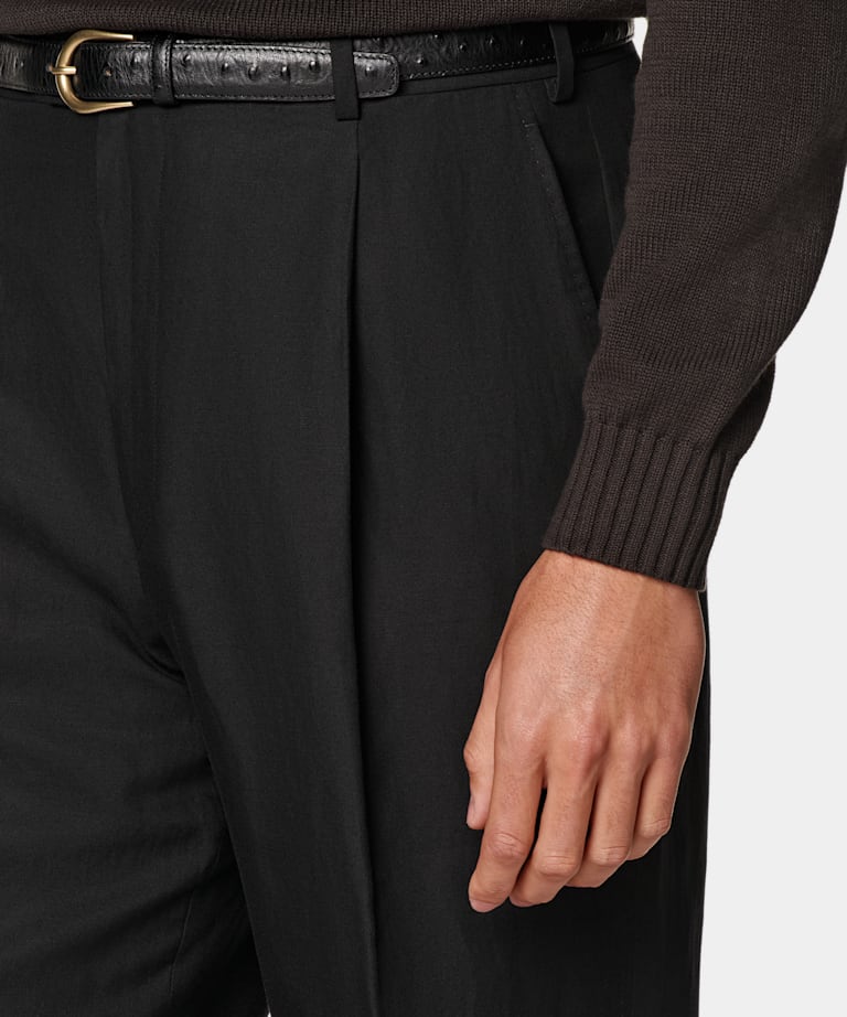 Black Wide Leg Straight Trousers