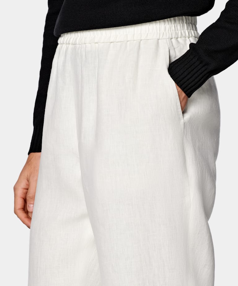 Off-White Wide Leg Straight Trousers