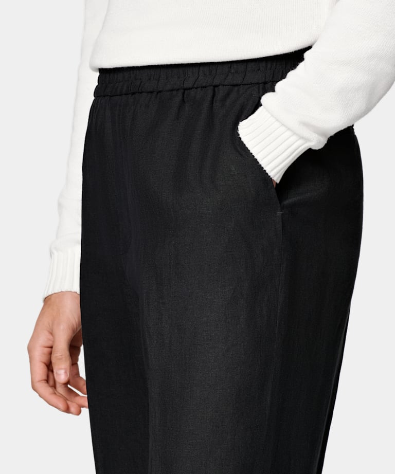 Black Wide Leg Straight Trousers