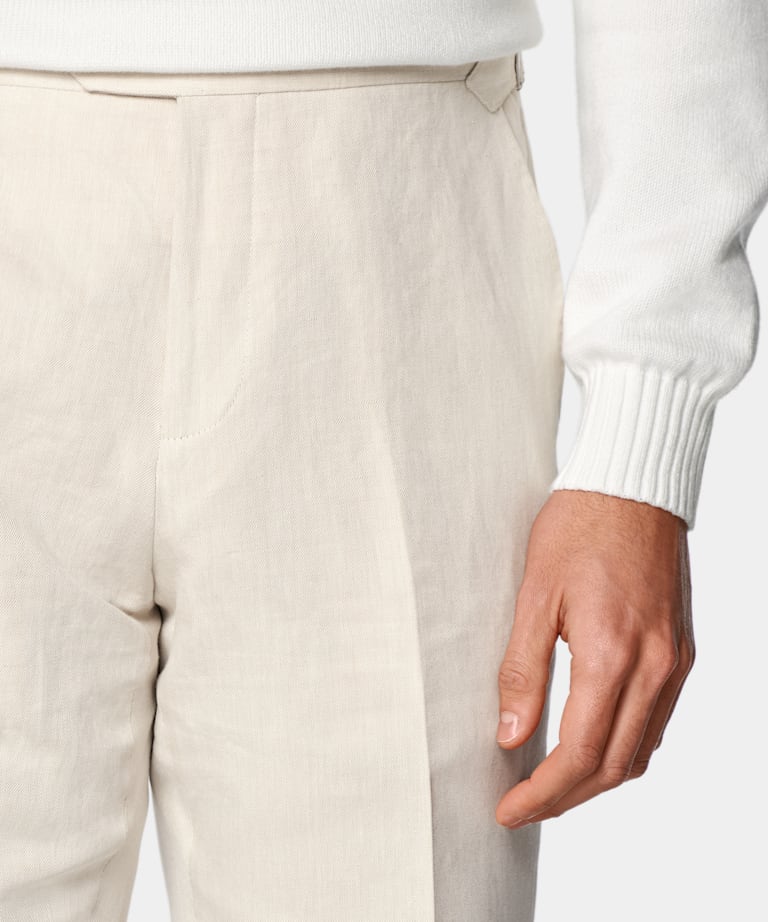 Sand Straight Leg Suit Trousers