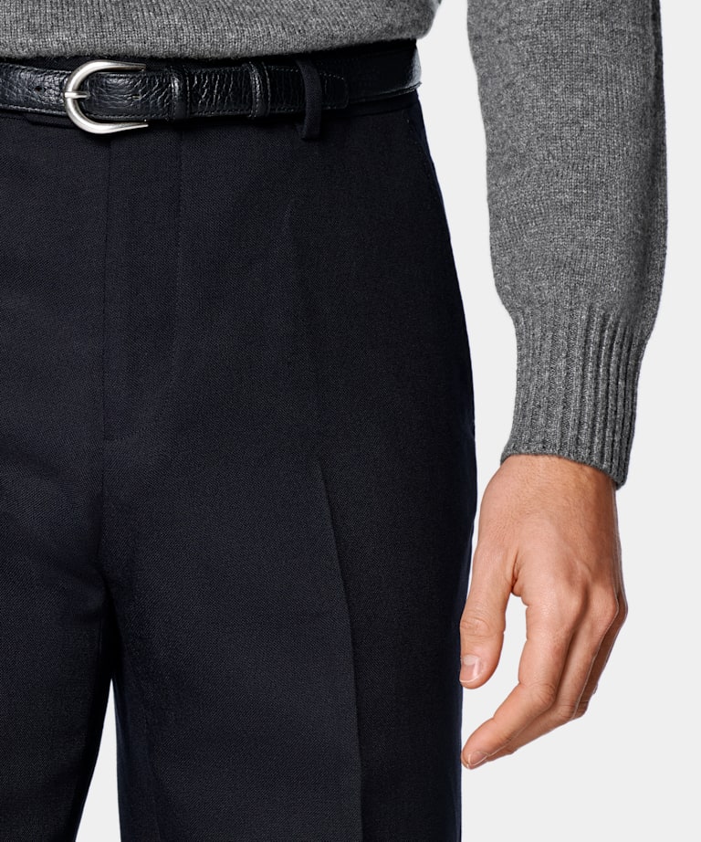 Navy Straight Leg Suit Trousers
