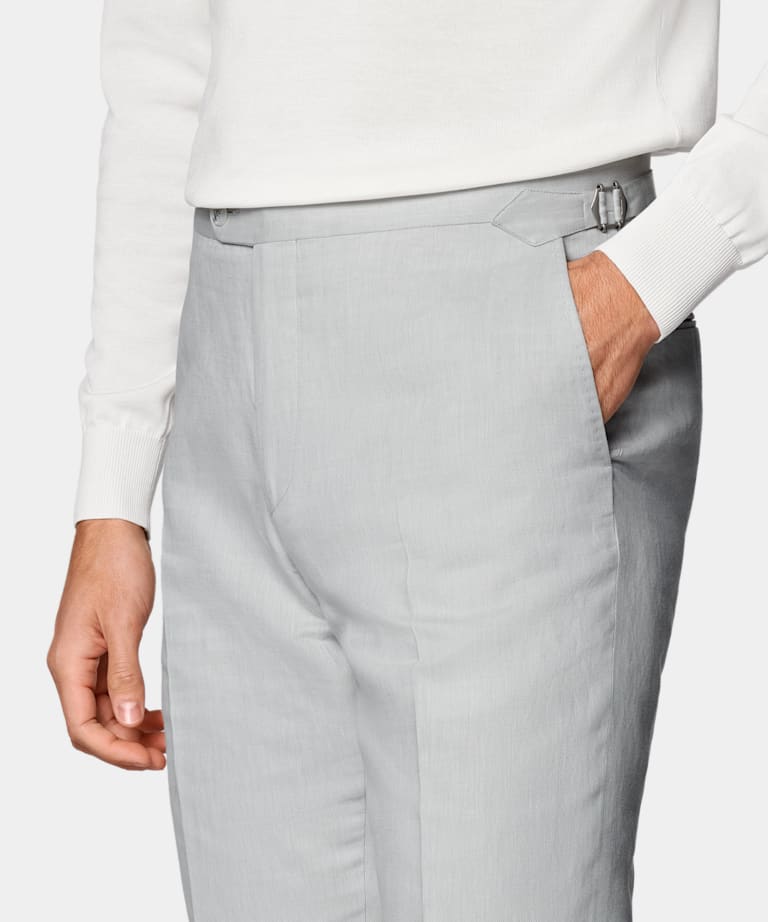 Light Grey Slim Leg Straight Suit Trousers