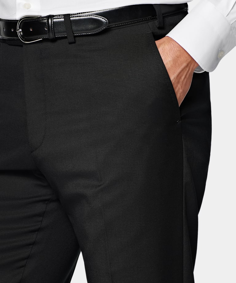 Black Slim Leg Straight Suit Trousers