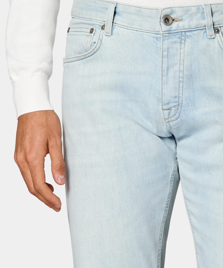 Light Blue Slim Leg Tapered Jeans