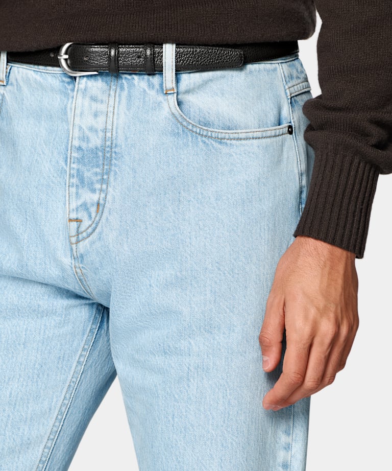 Light Blue Straight Leg Jeans