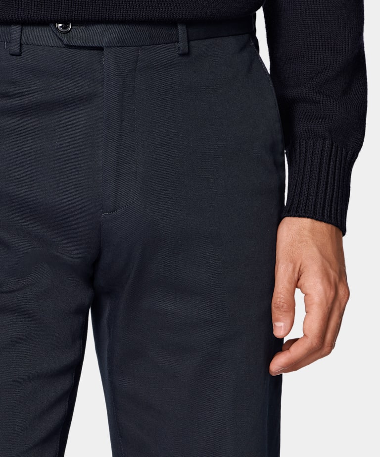 Navy Slim Leg Straight Chinos