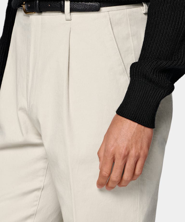 Sand Wide Leg Tapered Chinos