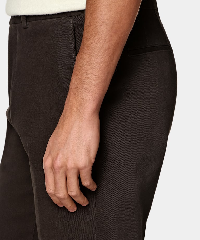 Dark Brown Slim Leg Straight Chinos