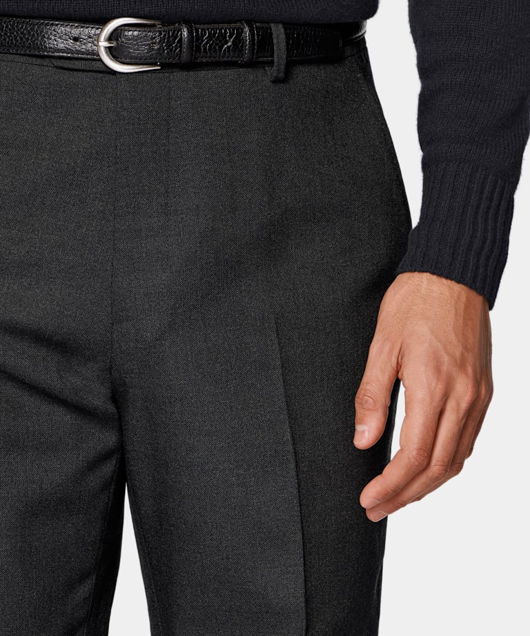 Dark Grey Straight Leg Trousers