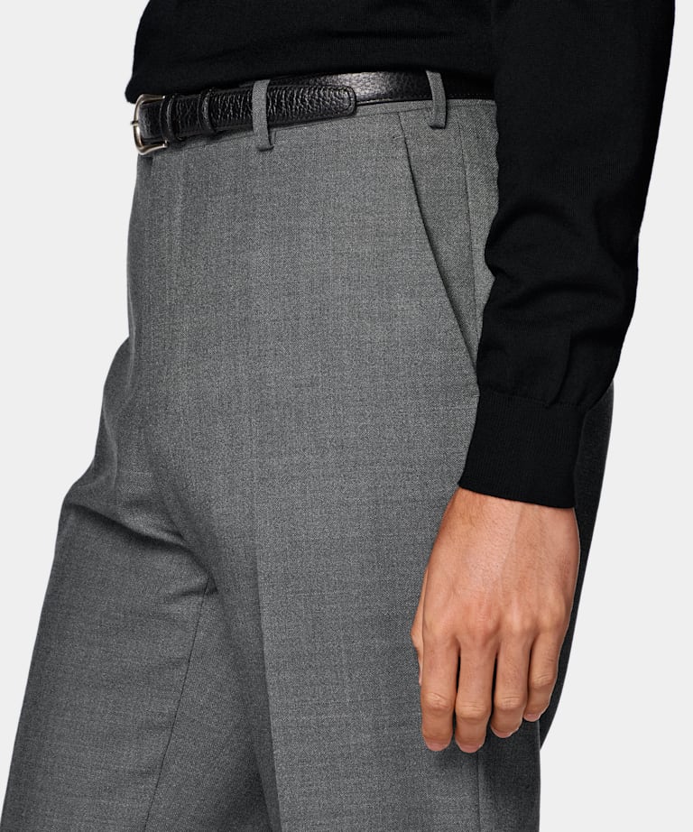 Mid Grey Straight Leg Trousers