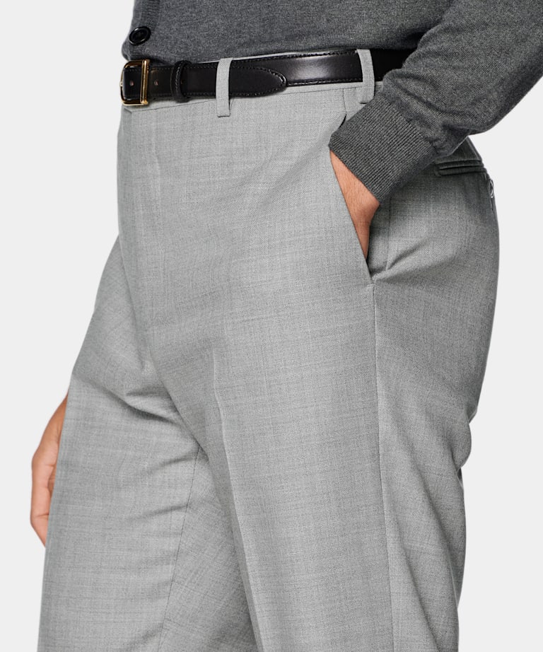 Light Grey Straight Leg Trousers