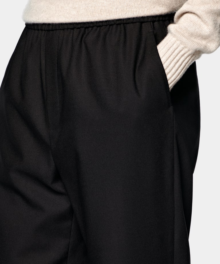 Black Wide Leg Straight Trousers